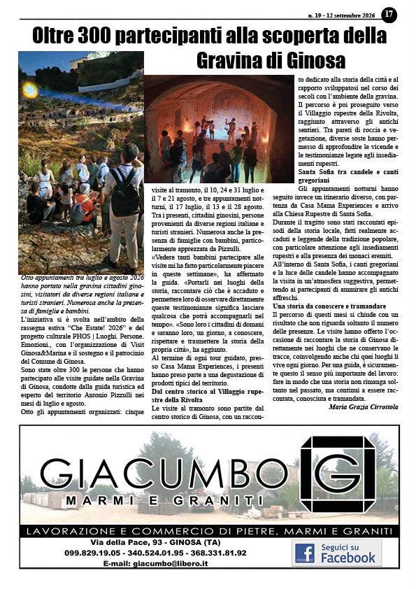 Oltre 300 partecipanti alla scoperta della Gravina di Ginosa nell’estate 2026